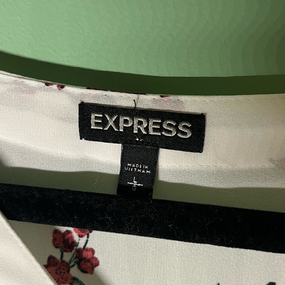 Express White Blouse with Red Floral Design - Picture 2 of 3